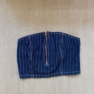 Navy Blue Zip-up Tube Top